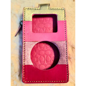 Women's Coach Pink Gold Striped ipod Case One Size